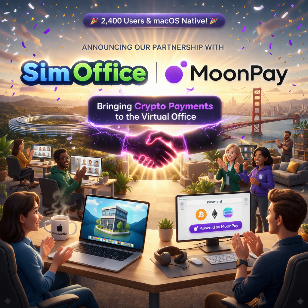 SimOffice x MoonPay Partnership — Bringing Crypto Payments to the Virtual Office